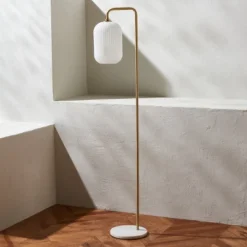 Santina 60" Floor Lamp - FLL7007 - Gold/White Marble - Safavieh -My home decor GUEST c455dcab 8918 428d 9466 c62617201a48