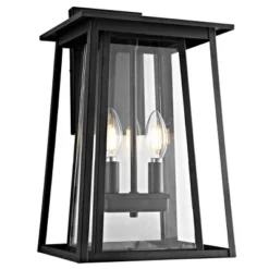 Velza Outdoor Wall Lantern - PLT4005 - Clear/Black - Safavieh
