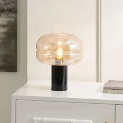 Runa 14" Table Lamp - Amber/Black Marble - Safavieh -My home decor GUEST cba1f07b 82e4 471b 8b70 5aa0abd9b5ff