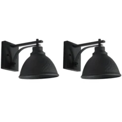 Melila 7.87" Outdoor Sconce (Set Of 2) - PLT7018 - Black - Safavieh -My home decor GUEST cf18ce4a 3c38 4496 86c9 4e4e21963994