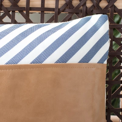 Endra Pillow - Navy/White/Tan - 18" X 18" - Safavieh 2 Endra Pillow - Navy/White/Tan - 18" X 18" - Safavieh - Image 2