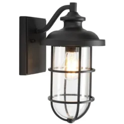 Adelle 8.5" Outdoor Sconce (Set Of 2) - PLT7012 - Black - Safavieh -My home decor GUEST d0c04c0a 8fe9 4dd7 8e10 ff1fd1aac886