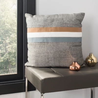 Kent Cowhide Pillow - Grey/White/Beiger - 20" X 20" - Safavieh 1 Kent Cowhide Pillow - Grey/White/Beiger - 20" X 20" - Safavieh