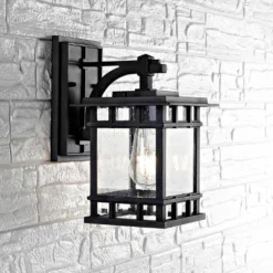 Grayter Outdoor Wall Lantern - PLT4013 - Clear/Black - Safavieh -My home decor GUEST d4329f96 b07d 4024 85b8 cf049031539b