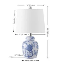 Sandra 20" Table Lamp (Set Of 2) - TBL4630 - White/Blue - Safavieh -My home decor GUEST d4597251 80a0 47fa 82ff f0b3c4f28468