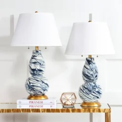 Set Of 2 Color Swirls Glass Table Lamps (Includes LED Light Bulb) Navy/White - Safavieh 6 Set Of 2 Color Swirls Glass Table Lamps (Includes LED Light Bulb) Navy/White - Safavieh -My home decor GUEST d7e533cd e058 4f41 907b 0b35bce09355