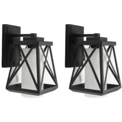 Braith 7" Outdoor Wall Sconce (Set Of 2) - PLT7010 - Black - Safavieh -My home decor GUEST d997264a 8fad 4ede 8e65 5324bdd0af75