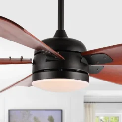 Durden Led Light 57" Ceiling Fan - CLF1029 - Black - Safavieh -My home decor GUEST d9c3329d 50ce 4630 9f63 2e7973b01280