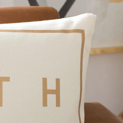 Faith Pillow - Beige/Gold - 18" X 18" - Safavieh 2 Faith Pillow - Beige/Gold - 18" X 18" - Safavieh - Image 2