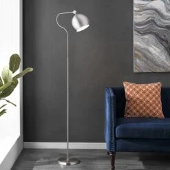 Elijah Iron Floor Lamp (Includes LED Light Bulb) Brushed Nickel - Safavieh -My home decor GUEST e2755cd5 9c40 438b 8722 8709381124b8