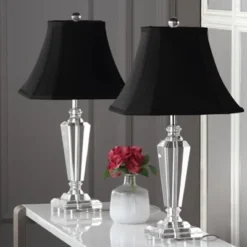 (Set Of 2) 24.5" Lilly Crystal Table Lamp Clear (Includes CFL Light Bulb) - Safavieh