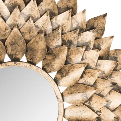 Sunburst Peacock Feather Decorative Wall Mirror Gold - Safavieh 2 Sunburst Peacock Feather Decorative Wall Mirror Gold - Safavieh - Image 2