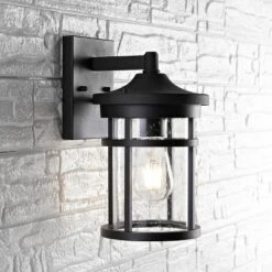 Senta Outdoor Wall Lantern - PLT4001 - Clear/Black - Safavieh -My home decor GUEST e972ed03 2978 4c64 8c8f 4fa2df4bb7f1