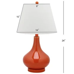 Amy Gourd Table Lamp - 24 Inch Height - LIT4087 - Orange - Safavieh -My home decor GUEST eb20c558 88cf 41dc 8fda 570f3849f1e3