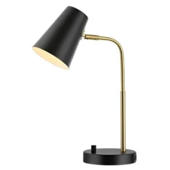 Arynn Table Lamp W/ USB Port - 19 Inch Height - TBL4457 - Black/Brass - Safavieh -My home decor GUEST ed498d14 8efc 4014 9e33 80241b648ab4