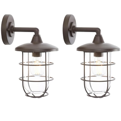 Liese 6.5" Outdoor Wall Sconce (Set Of 2) - PLT7000 - Bronze - Safavieh 1 Liese 6.5" Outdoor Wall Sconce (Set Of 2) - PLT7000 - Bronze - Safavieh
