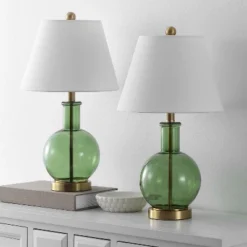 Camelie 22" Table Lamp (Set Of 2) - TBL4622 - Green/Brass - Safavieh -My home decor GUEST f7c2462d bf89 4cc0 a5d7 c706ab71157e