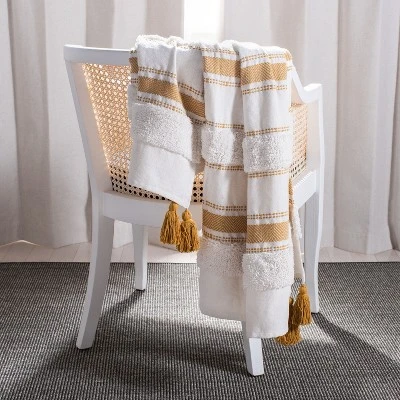 Polli Throw Blanket - Mustard Yellow/Beige - 50" X 60" - Safavieh 1 Polli Throw Blanket - Mustard Yellow/Beige - 50" X 60" - Safavieh