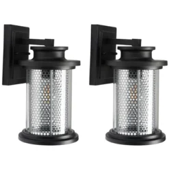 Queren 7.67" Outdoor Sconce (Set Of 2) - PLT7024 - Black - Safavieh -My home decor GUEST fcfcb5d8 6bd2 4a64 8d1a e3d5052add7c