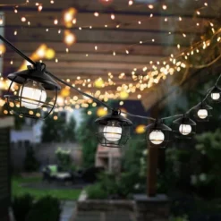 Agitha LED Outdoor String Lights - 120" - 10 Light - PLT4051 - Black - Safavieh -My home decor GUEST feb7fde9 2e3c 4d1a 8b90 2eaf5b72f8ab